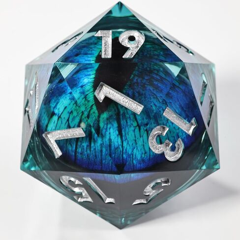 Mini Planet 50mm CHONK D20 D&D Dice with Dragon Eye Inclusions for Tabletop Role Playing Game Dungeons and Dragons Polyhedral D20 Handcrafted Resin D20 for Collection and Gift (Dragon Eye Dice 5) in Kuwait