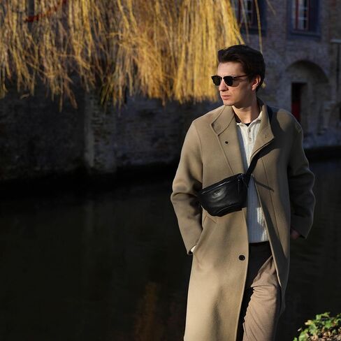 حقيبة برلينر باجز الجلدية العتيقة فاني باك نوح، حقيبة حزام كروس للرجال والنساء - بني in Kuwait