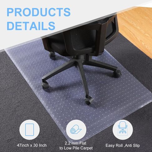 4 قطع من بساط مكتب الكمبيوتر البلاستيكي مقاس 47 × 30 بوصة سجادة أرضية لكرسي المكتب على السجاد، واقي سجاد شفاف للكرسي للمكتب المتداول على السجاد المنخفض والمتوسط ​​والمكتب المنزلي in Kuwait