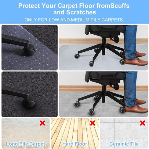 4 قطع من بساط مكتب الكمبيوتر البلاستيكي مقاس 47 × 30 بوصة سجادة أرضية لكرسي المكتب على السجاد، واقي سجاد شفاف للكرسي للمكتب المتداول على السجاد المنخفض والمتوسط ​​والمكتب المنزلي in Kuwait