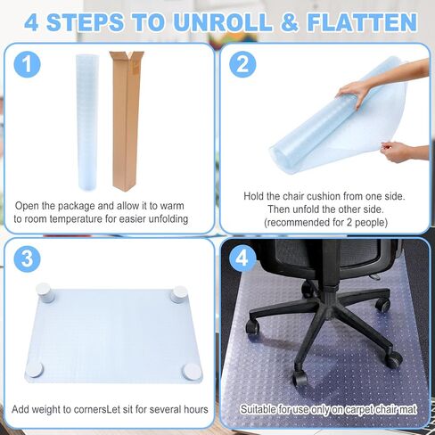 4 قطع من بساط مكتب الكمبيوتر البلاستيكي مقاس 47 × 30 بوصة سجادة أرضية لكرسي المكتب على السجاد، واقي سجاد شفاف للكرسي للمكتب المتداول على السجاد المنخفض والمتوسط ​​والمكتب المنزلي in Kuwait