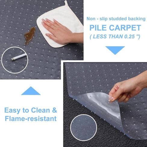 4 قطع من بساط مكتب الكمبيوتر البلاستيكي مقاس 47 × 30 بوصة سجادة أرضية لكرسي المكتب على السجاد، واقي سجاد شفاف للكرسي للمكتب المتداول على السجاد المنخفض والمتوسط ​​والمكتب المنزلي in Kuwait