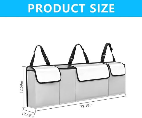Car Trunk Organizer, Collapsible Large Capacity Auto Backseat Hanging Storage Bag with Adjustable Strap & 4 Pockets, Space Saving Car Back Seat Cargo Bag, Universal for Vehicles (Black) in Kuwait