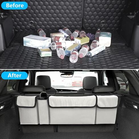 Car Trunk Organizer, Collapsible Large Capacity Auto Backseat Hanging Storage Bag with Adjustable Strap & 4 Pockets, Space Saving Car Back Seat Cargo Bag, Universal for Vehicles (Black) in Kuwait