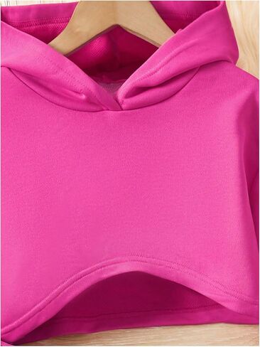 MakeMeChic Girl's 3 Piece Outfits Letter Print Hooded Crop Top and Pocket Jogger Pants Set with Tank in Kuwait