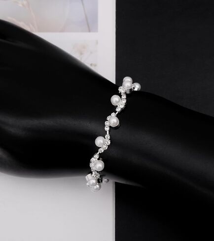Elegant Bridal Jewelry Sets for Wedding Day Choker Necklace Dangle Earrings Link Bracelets Set for Bride Bridesmaids Prom Party Costume Accessories Women #1103 in Kuwait