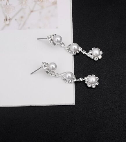 Elegant Bridal Jewelry Sets for Wedding Day Choker Necklace Dangle Earrings Link Bracelets Set for Bride Bridesmaids Prom Party Costume Accessories Women #1103 in Kuwait