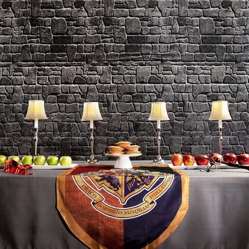 Brick Wall Castle Backdrop & Scene Setter, 4 ft. Tall x 32 ft. Long Medieval Grey Stone/Brick Background - Birthday, Halloween & Theme Party Decoration Supplies - Rooms, Photo Booth & Stage (2) in Kuwait