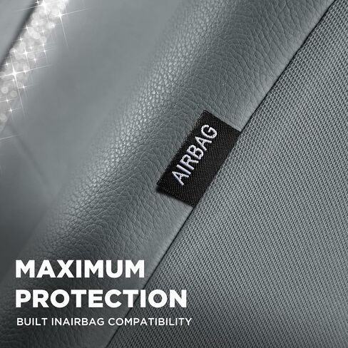 PIC AUTO Car Seat Cover, Sparkly Crystal Bling Glitter with Gray Leather, Full Set Waterproof Automotive Seat Covers for Girls & Women, Airbag Compatible, Universal Fit for Cars, SUVs, Truck in Kuwait
