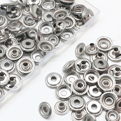 Bonsicoky 240 Pieces 15mm Stainless Steel Fastener Snap, Heavy Duty Snap Button Press Stud Cap for Boat Canvas Coats Bags Leathers DIY, Gold in Kuwait