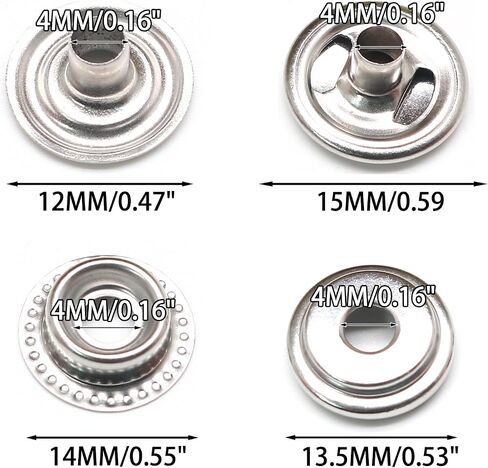 Bonsicoky 240 Pieces 15mm Stainless Steel Fastener Snap, Heavy Duty Snap Button Press Stud Cap for Boat Canvas Coats Bags Leathers DIY, Gold in Kuwait