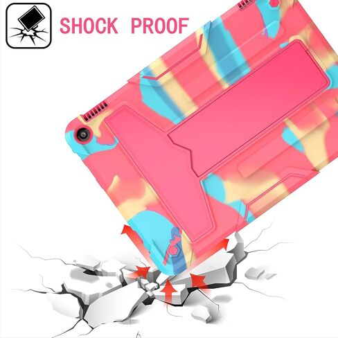 Epicgadget Case for Amazon Fire HD 10 and Fire HD 10 Plus (11th Generation, 2021 Released) - Heavy Duty Shockproof Hybrid Case with Kickstand + 1 Screen Protector Film and 1 Stylus (Teal/Pink) in Kuwait