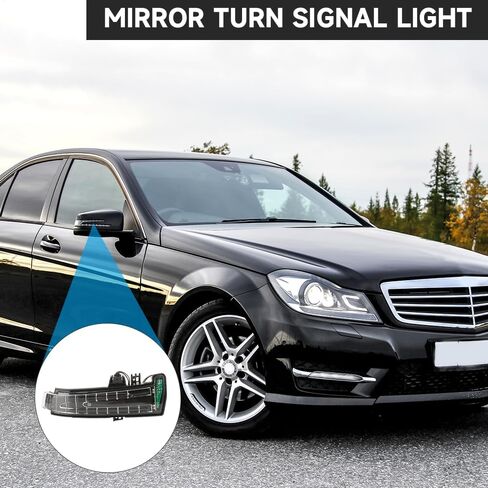 Front Right Side Wing Mirror LED Turn Signal Light Mirror Indicator Blinker Light - Compatible for Mercedes Benz W204 C-Class 2007-2013, W212 E-Class 2009-2013 - Replace Part A2129067501 in Saudi Arabia