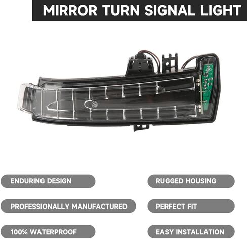 Front Right Side Wing Mirror LED Turn Signal Light Mirror Indicator Blinker Light - Compatible for Mercedes Benz W204 C-Class 2007-2013, W212 E-Class 2009-2013 - Replace Part A2129067501 in Saudi Arabia