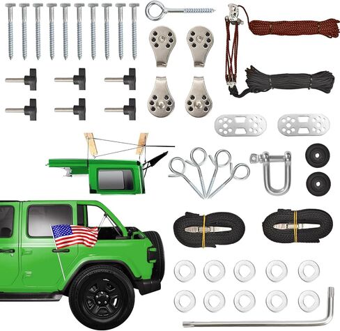 Hard Top Removal Lift for Jeep Wrangler, Compatible with All Jeep Wrangler JK JL Models, Easy One-Person Operation, Enhanced Hardtop Hoist with Safe Anti-Drop System, Supports 8-16 ft.Ceiling，6 TKnobs in Saudi Arabia