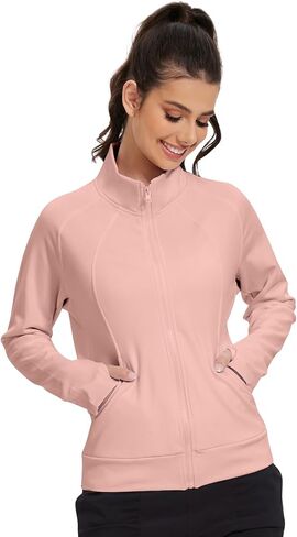 Women's Jacket Lightweight Zip Up Long Sleeve Workout Set With Thumb Holes in Saudi Arabia