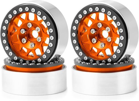 4PCS Metal 1.9 Inch Beadlock Wheels RC Wheel Rim Set Wheel Hub for 1/10 RC Crawler TRX4 TRX6 Axial SCX10 I II III 90046 AXI03007 D90 12mm Hex (Orange+Black) in Saudi Arabia