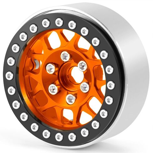 4PCS Metal 1.9 Inch Beadlock Wheels RC Wheel Rim Set Wheel Hub for 1/10 RC Crawler TRX4 TRX6 Axial SCX10 I II III 90046 AXI03007 D90 12mm Hex (Orange+Black) in Saudi Arabia