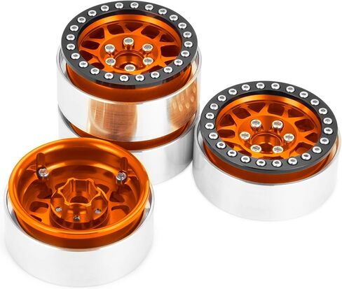 4PCS Metal 1.9 Inch Beadlock Wheels RC Wheel Rim Set Wheel Hub for 1/10 RC Crawler TRX4 TRX6 Axial SCX10 I II III 90046 AXI03007 D90 12mm Hex (Orange+Black) in Saudi Arabia
