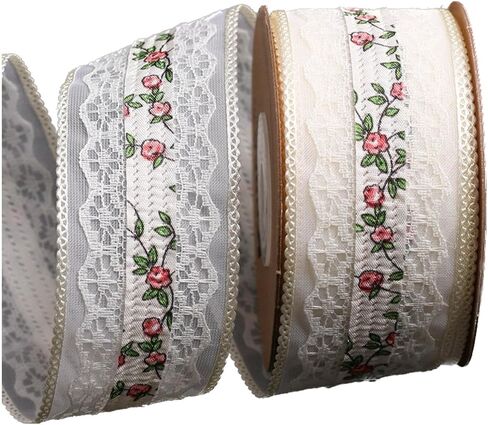 Vintage Lace Trim, Pink Embroidery Lace Ribbons for Crafts, Lace for Sewing Wedding/Bridal Decoration, 10 Yards (Green) in Kuwait