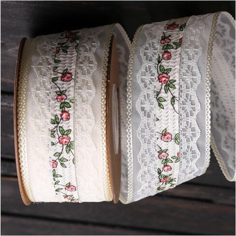 Vintage Lace Trim, Pink Embroidery Lace Ribbons for Crafts, Lace for Sewing Wedding/Bridal Decoration, 10 Yards (Green) in Kuwait