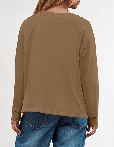 ZESICA Womens Causal Long Sleeve Lightweight Sweatshirts Crewneck Side Slit Loose Shirts Basic Fall Tops in Saudi Arabia