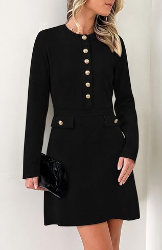 BTFBM Women Fall Dresses 2024 Casual Long Sleeve Bodycon Sweater Dress Decorative Button Formal Mini Dresses in Saudi Arabia