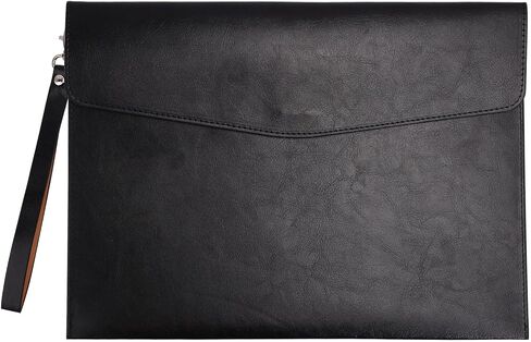 CHGCRAFT A4 PU Leather File Folders Document Holder File Organizer Envelope Portfolio Bag with Hand Strap for Home Office Stationery, Black, 9.5x13x0.2inch in Saudi Arabia