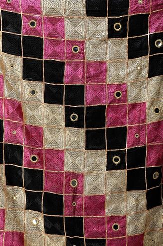 Exotic India Phulkari Dupatta from Punjab with Embroidery All-Over and Mirrors - Art Silk in Saudi Arabia