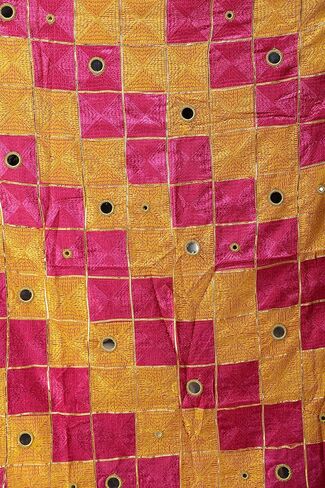 Exotic India Phulkari Dupatta from Punjab with Embroidery All-Over and Mirrors - Art Silk in Saudi Arabia