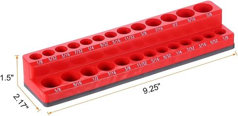 HARFINGTON Magnetic Socket Organizer 1/4" Drive Metric Socket Holder Tray Socket Storage Rack Holds 26 Standard and Deep Size Sockets, Blue in Saudi Arabia