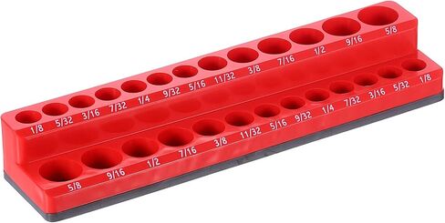 HARFINGTON Magnetic Socket Organizer 1/4" Drive Metric Socket Holder Tray Socket Storage Rack Holds 26 Standard and Deep Size Sockets, Blue in Saudi Arabia