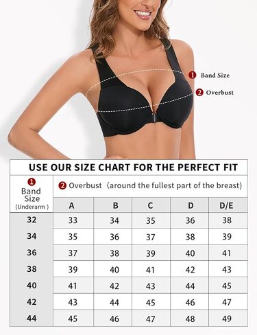 Women's Push Up Racerback Front Closure Bras Seamless Plunge Padded Underwire Add 2 Cup Sizes Bra in Kuwait