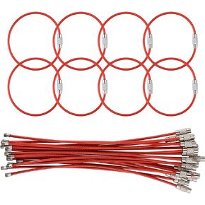 25 Pack Wire Keychain Cable,5.9 Inches Nylon Coated Stainless Steel Key Ring,Luggage Tag Loops,2mm Twist Barrel,Black