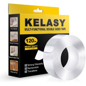Nano Double Sided Tape Heavy Duty,Extra Strong Sticky Double Sided Mounting Tape,1.2" x 120",Clear Adhesive Poster Wall Tape for Decoration