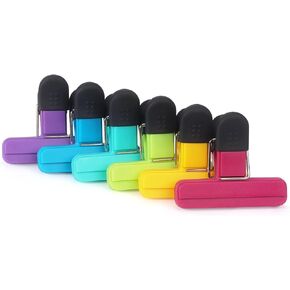 6 Pack Bag Clips, Food Clips, Chip Bag Clips Plastic Heavy Duty Seal Grip, 3 x 2.5 Inch, Assorted Color