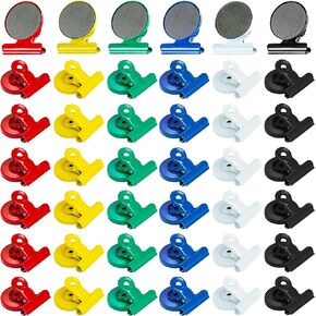 36 Pack Refrigerator Magnets, Magnetic Clips Heavy Duty for Fridge, Locker, Whiteboard - Fun, Decorative, Cute Magnets with 6 Colors for Kitchen, School