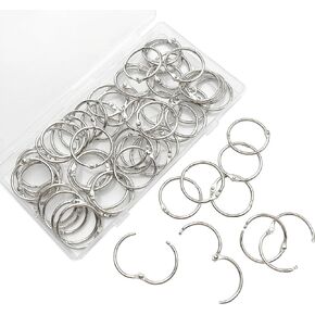 BGJRBY Loose Leaf Binder Office Book Rings 1-Inch（60 Pack）, with Metal Nickel Plated for Key,for Index Cards and School，Sliver