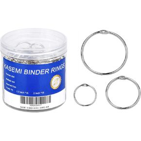 Binder Rings,KASEMI 100pcs Book Rings Assorted Sizes (1,1.5,2 inch) for School,Classroom,Office