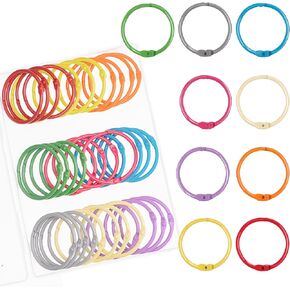 Antner 50PCS Metallic Loose Leaf Binder Rings 1 1/5 Inch Colorful Book Rings, Metal Steel Paper Rings Keychain Key Rings Index Cards Notebook Rings for School Office, 10 Colors
