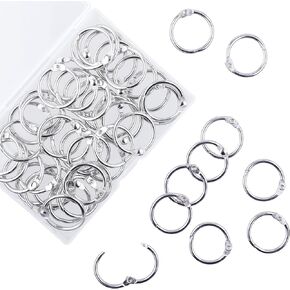 0.75 Inch Loose Leaf Binder Rings, (50 Pack) Small Office Book Rings, Nickel Plated Steel Binder Rings, Keychain Key Rings, Metal Book Rings, Index Card Rings Silver, for School, Home, Office