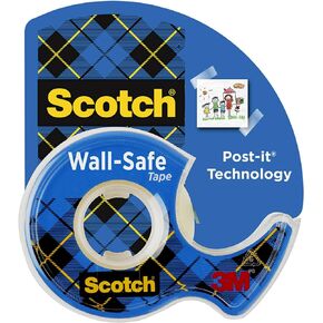 Scotch Wall-Safe Tape, 1 Rolls Sticks Securely, Removes Cleanly, Invisible, Designed for Displaying, Photo Safe, 3/4 in x 650 in (183)