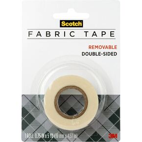 Scotch Removable Fabric Tape, 3/4 in x 180 in, 1-Roll, Removable and Double Sided