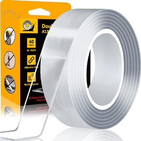 Double Sided Tape Heavy Duty - Clear Mounting Adhesive Two Tape, Transparent Strong Removable Stick Wall Strips Picture Carpet - Arts & Crafts Tape