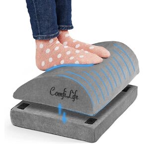 ComfiLife Ergonomic Under Desk Foot Rest for Office Use – Adjustable Height Memory Foam Foot Stool Under Desk for Office Chair & Gaming Chair – for Back & Hip Pain Relief (Black)
