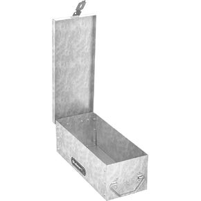 Stalwart Lock Box with Folding Handle - Durable Metal Storage Chest with Stackable Design to Secure Valuables, Cash, Jewelry, and Weapons (Silver) (Pack of 2)