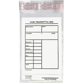 BankSupplies Cash Transmittal Bags Tamper-Evident 6W x 9H Case of 500 Clear Polyurethane with Side-Weld Seams for Currency, Coins, Checks, and Receipts