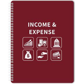 Income and Expense Log Book - Bookkeeping Record Book/Tracker/Small Business Ledger Book & Accounting, 8.5" x 10.5", Undated Record Book＆ Business Ledger, Durable Polypropylene Cover（Red)