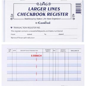 Larger Lines 20 Pack Checkbook Register, Check Registers for Personal Use, Blank Ledger Transaction Registers for Personal or Business Banking, Check Register Book Easy to Read, 24/25/26 Calendars