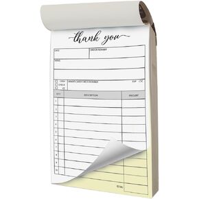 Herzii Prints - Receipt Pad, 3.4x5.5 inches Handheld - Receipt Book with Carbon Copies - Invoice Book for Small Business, Sales Order Book, Receipt Booklet. 2-Part Carbonless (50 Sets) White/Yellow
